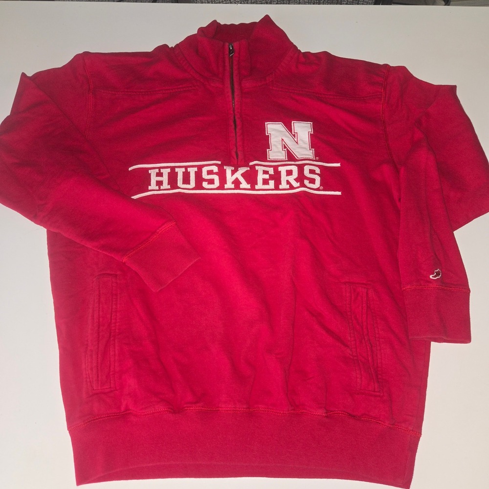 League Nebraska Huskers Quarter Zip Sweatshirt Womens XL Red Pullover